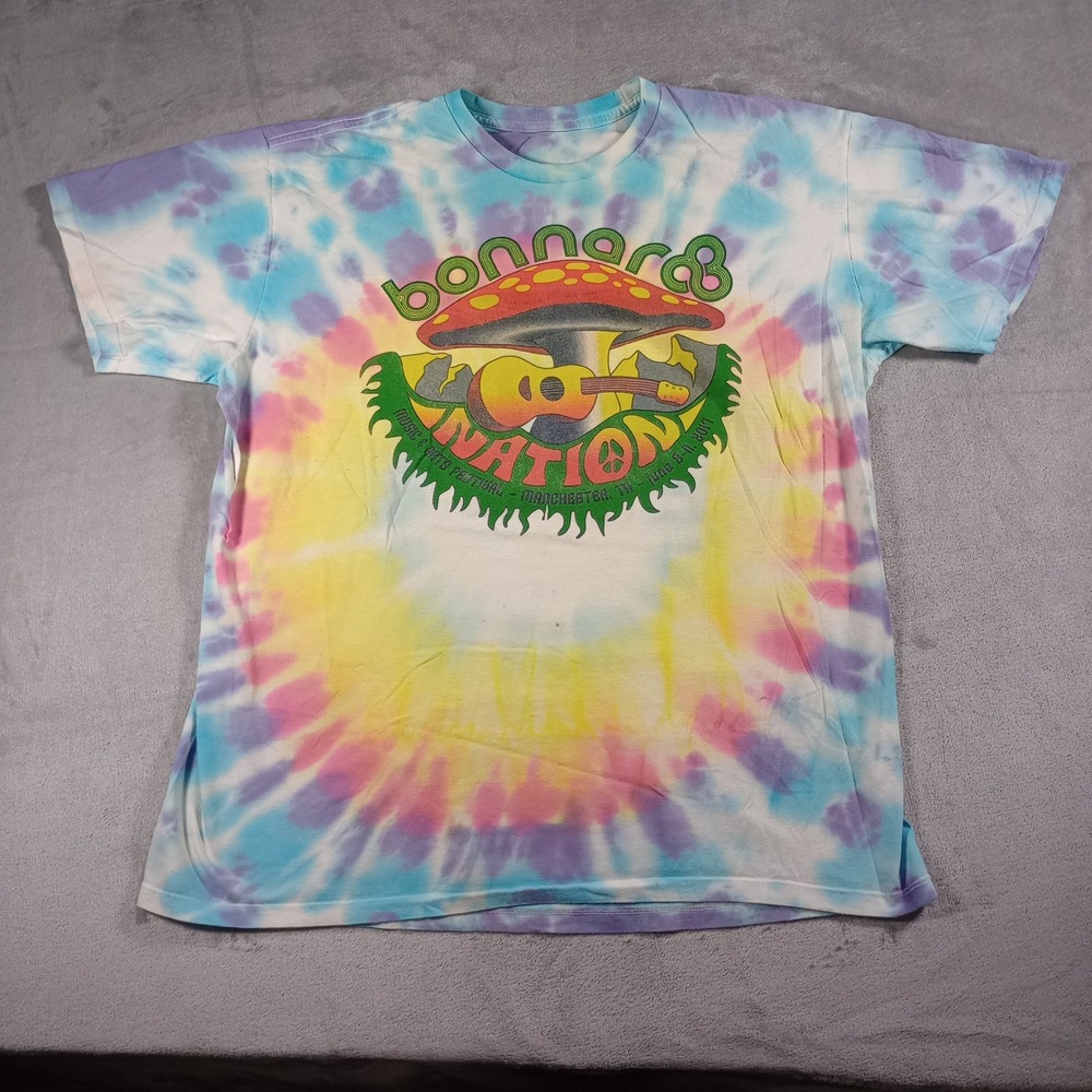Bonnaroo 2017 Music Festival T Shirt Mens XL Tie Dye Mushroom Guitar Concert Tee